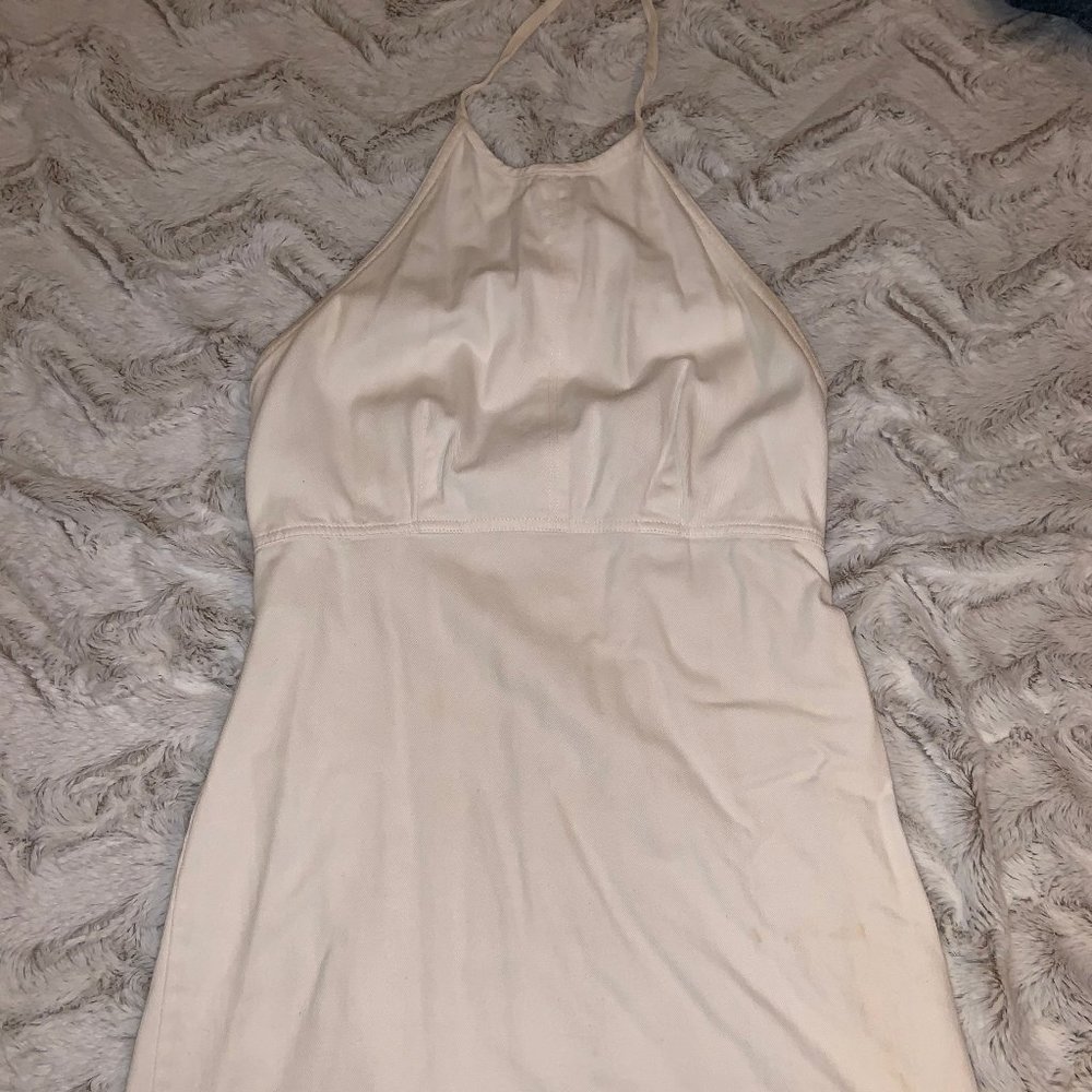 Gap Blue Jeans White Halter Top Dress